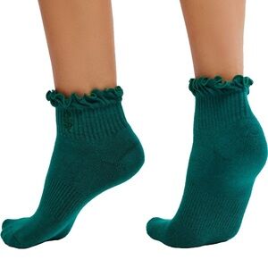 NWT FREE PEOPLE FP Movement ruffle sport sock midnight jade OS set of 2
